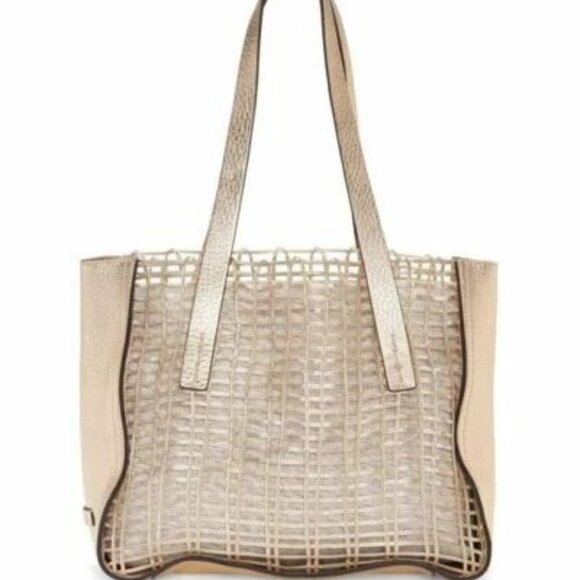 VINCE CAMUTO-Small Jeana Tote-Gold Leather-2 in 1 Bag-Current Collection-NWT - Picture 4 of 5